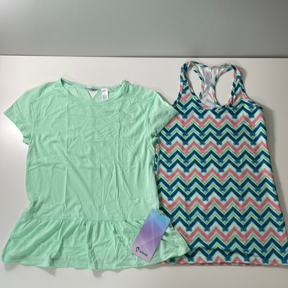 Set of 2 Ivivva Girls’ Tops Mint Green size 14, 1 NWT 1 NWOT